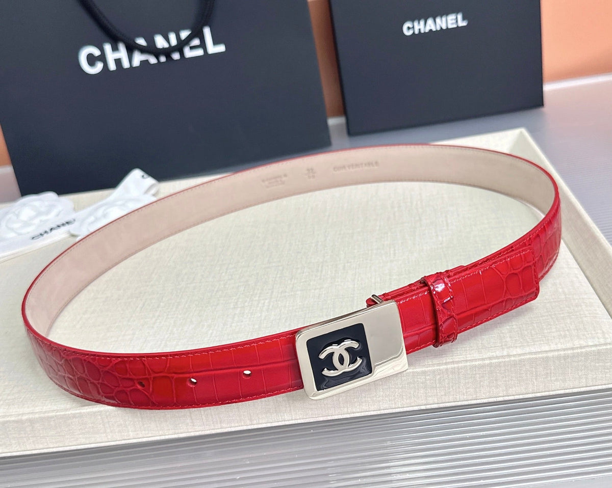 CC 3.0cm Belt Red Crocodile-Embossed 209364