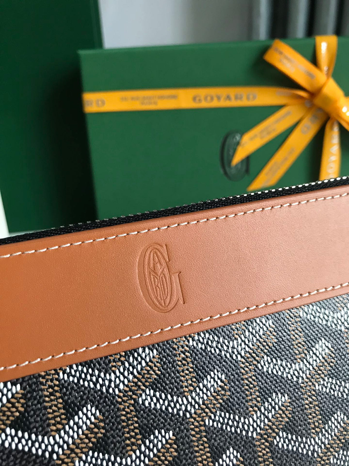 Goyard Matignon GM Wallet 20cm Black Tan Canvas & Calfskin