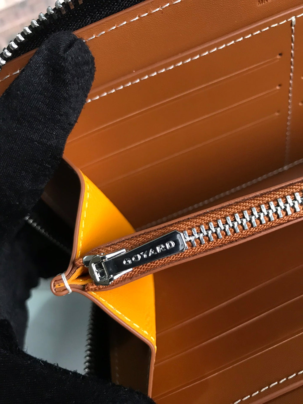 Goyard Matignon GM Wallet 20cm Black Tan Canvas & Calfskin