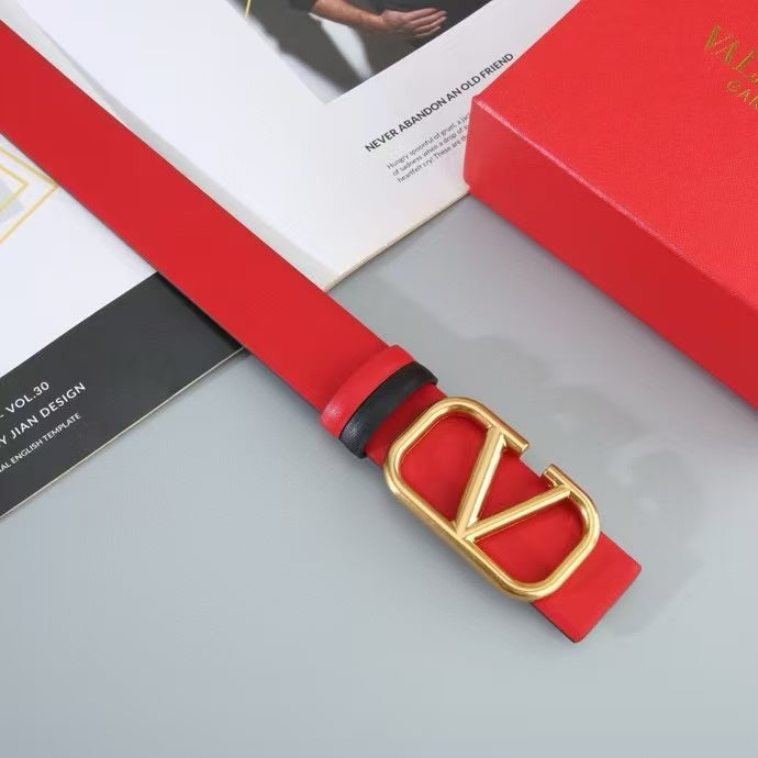 VT VLogo Signature Belt Red in Leather