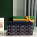 Goyard Matignon GM Wallet 20cm Navy Blue Canvas & Calfskin