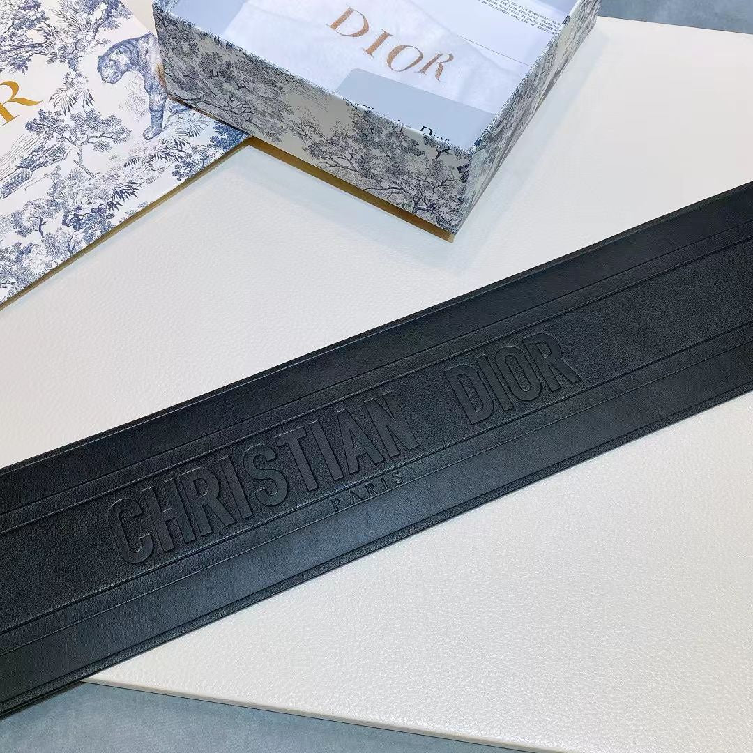 CD Double-Buckle Belt Black Gold hardware in Leather