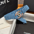 CC Rhinestone Belt 3.0CM Blue Denim Multicolor Buckle 198408