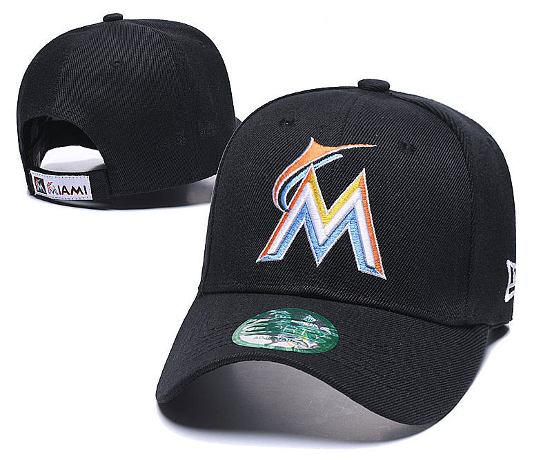 New Era Miami Marlins 9Forty The League Black Adjustable Strap Hat