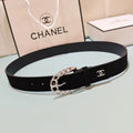 CC Belt 3.0CM Black Suede Sliver Buckle 198420