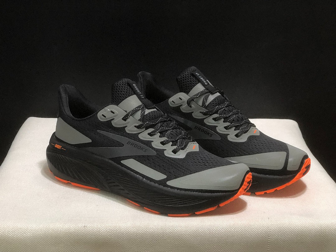 Brooks Ghost 17 Neutral Road Running Shoes Black Grey Orange