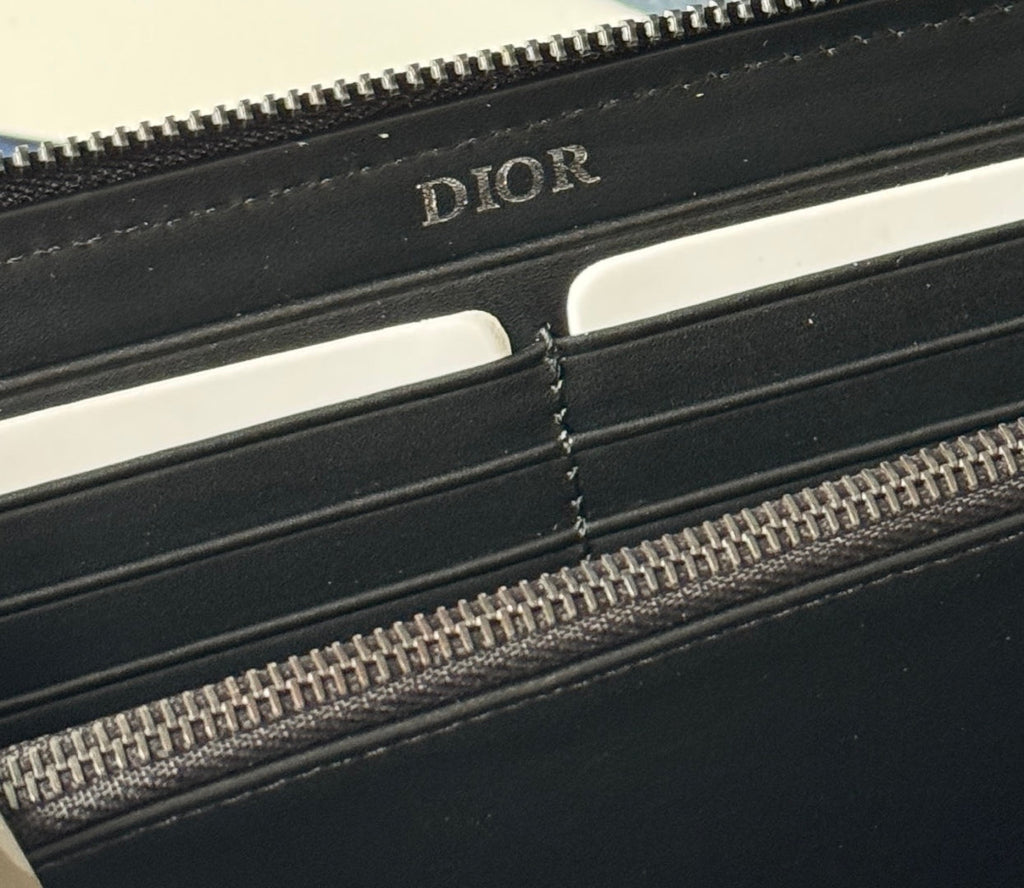 CD Long Zipped Wallet 19.8cm Beige Black Jacquard