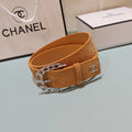 CC Belt 3.0CM Camel Brown Suede Sliver Buckle 198422