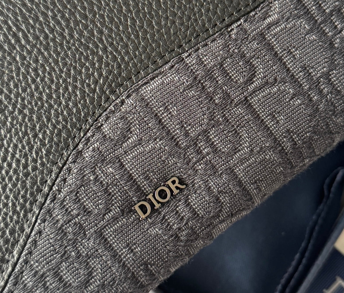 CD Saddle Long Zipped Wallet Black Grain Cowhide & Jacquard