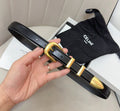 Celine Belt With Gold Buckle Black Calfskin