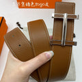 HM 3.8 D'ancre Belt Brown Sliver Togo Leather 200511