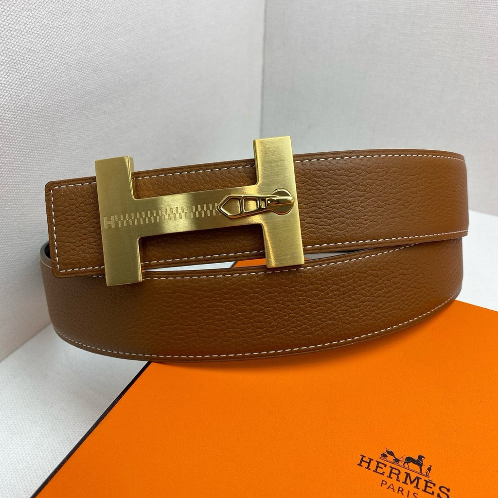 HM 3.8 Jumping Belt Brown Gold Togo Leather 200509