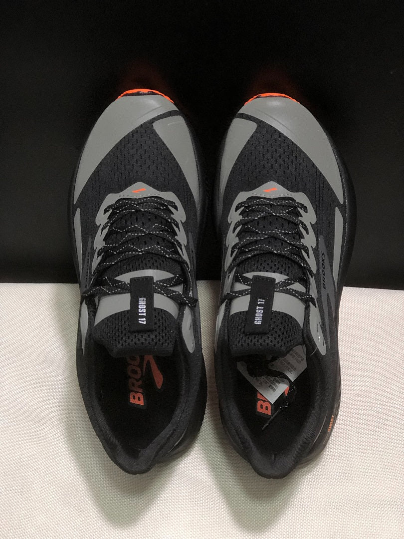 Brooks Ghost 17 Neutral Road Running Shoes Black Grey Orange