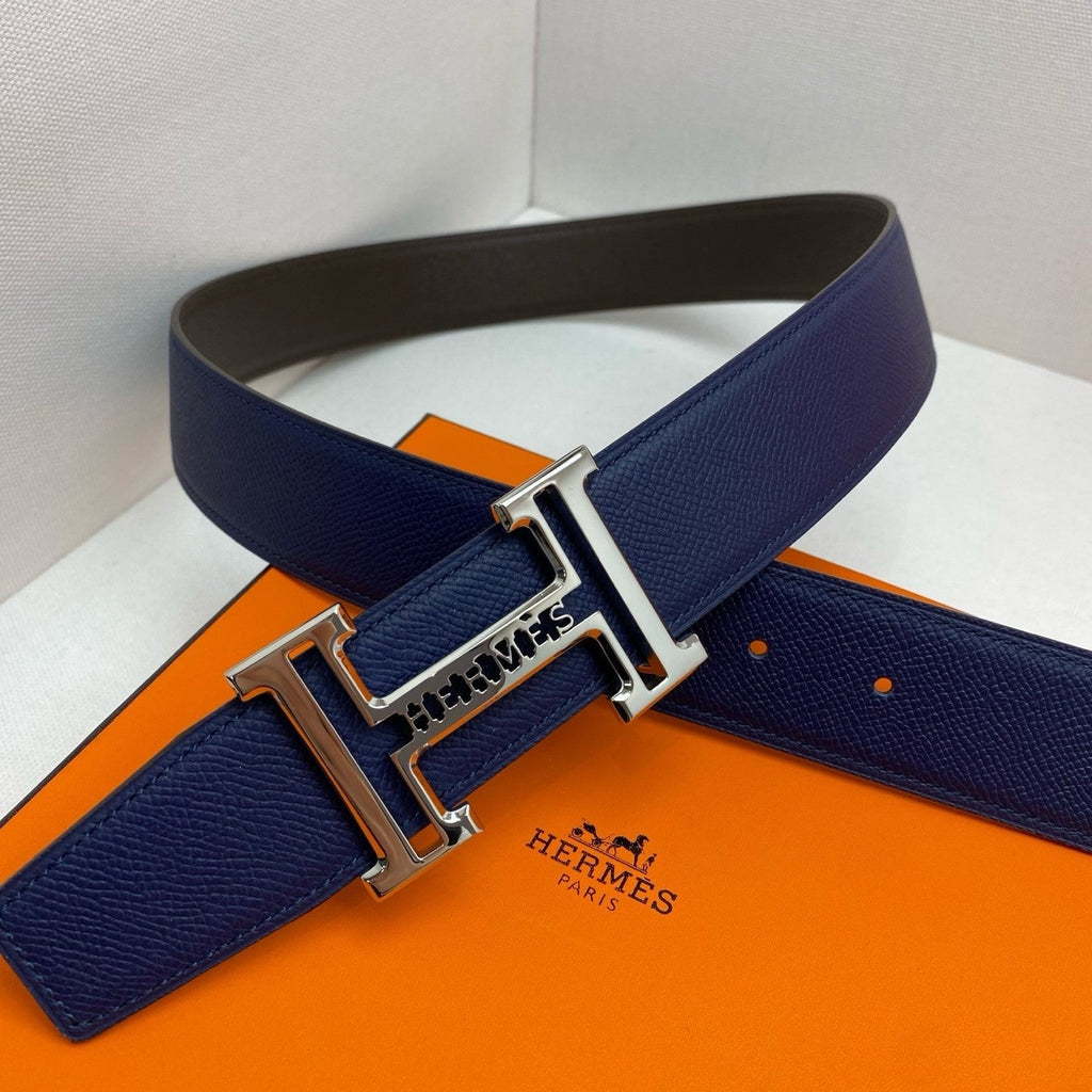 HM 3.8 Double-Sided Belt Black Dark Blue Gold Epsom Leather 200504