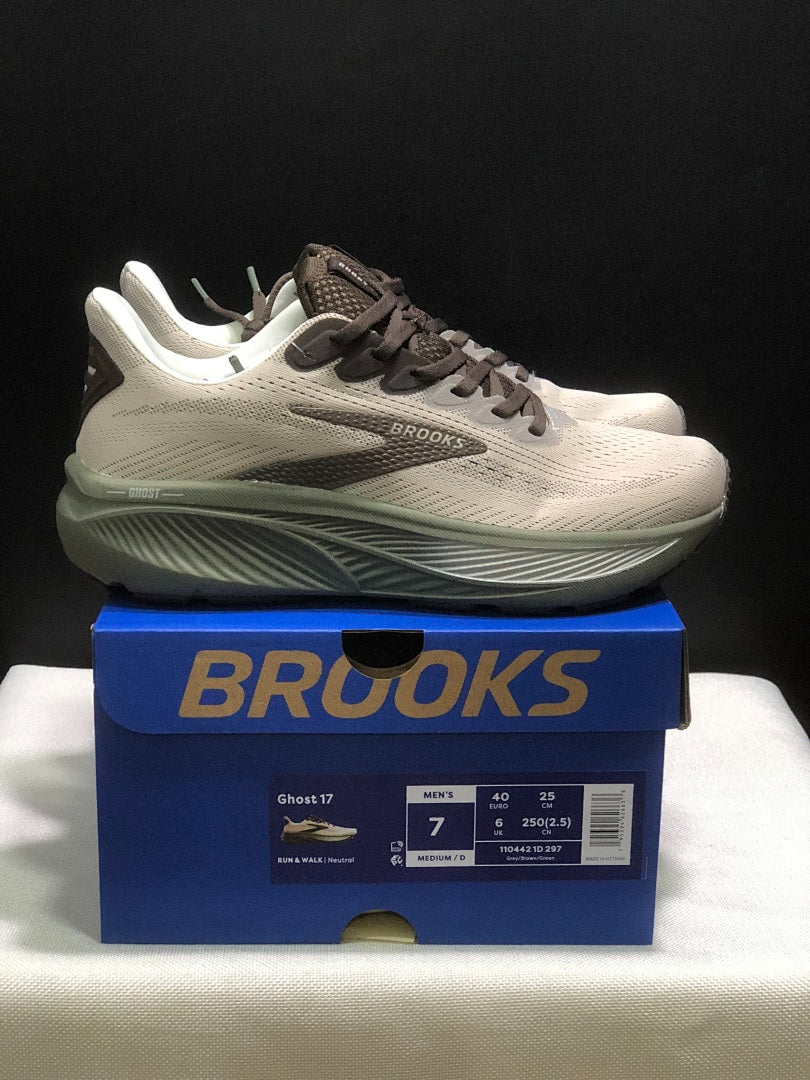 Brooks Ghost 17 Neutral Road Running Shoes Beige Olive Green