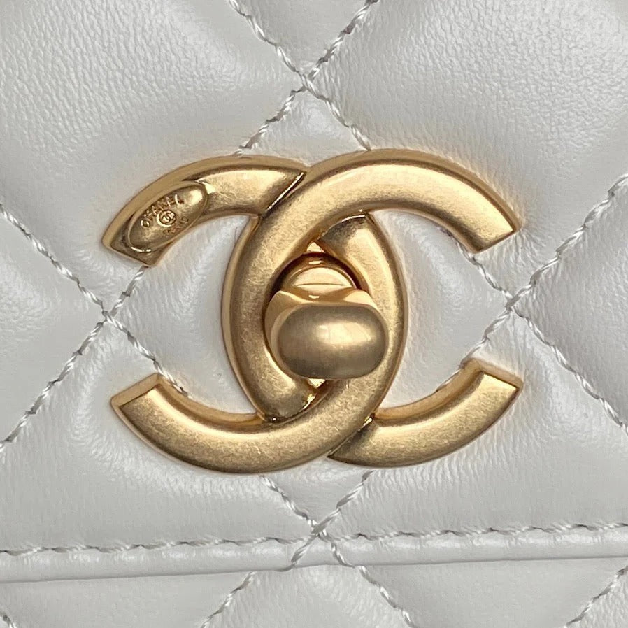 CHANEL 25S CHAIN WALLET 19 IN IVORY LAMBSKIN GOLD HARDWARE