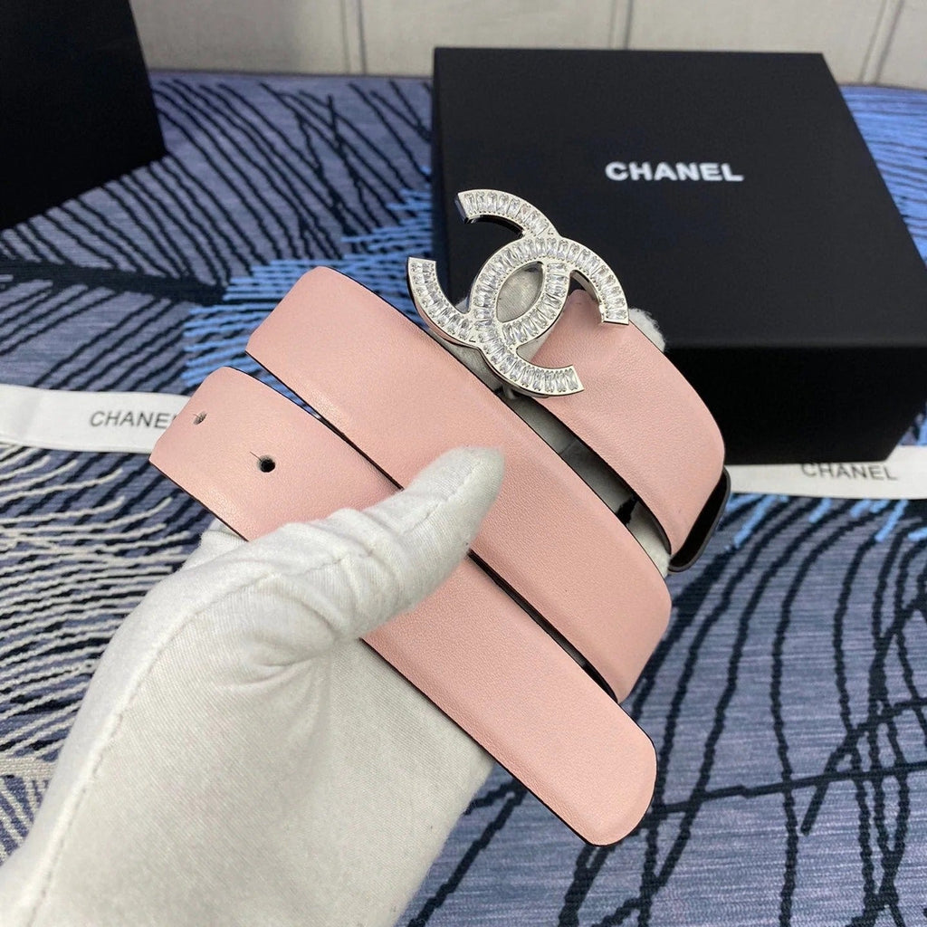 CC Women's Belt 3.0CM Pink Cowhide 615095