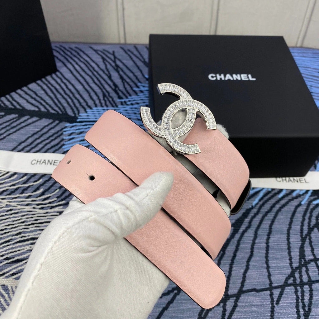 CC Women's Belt 3.0CM Pink Cowhide 615095