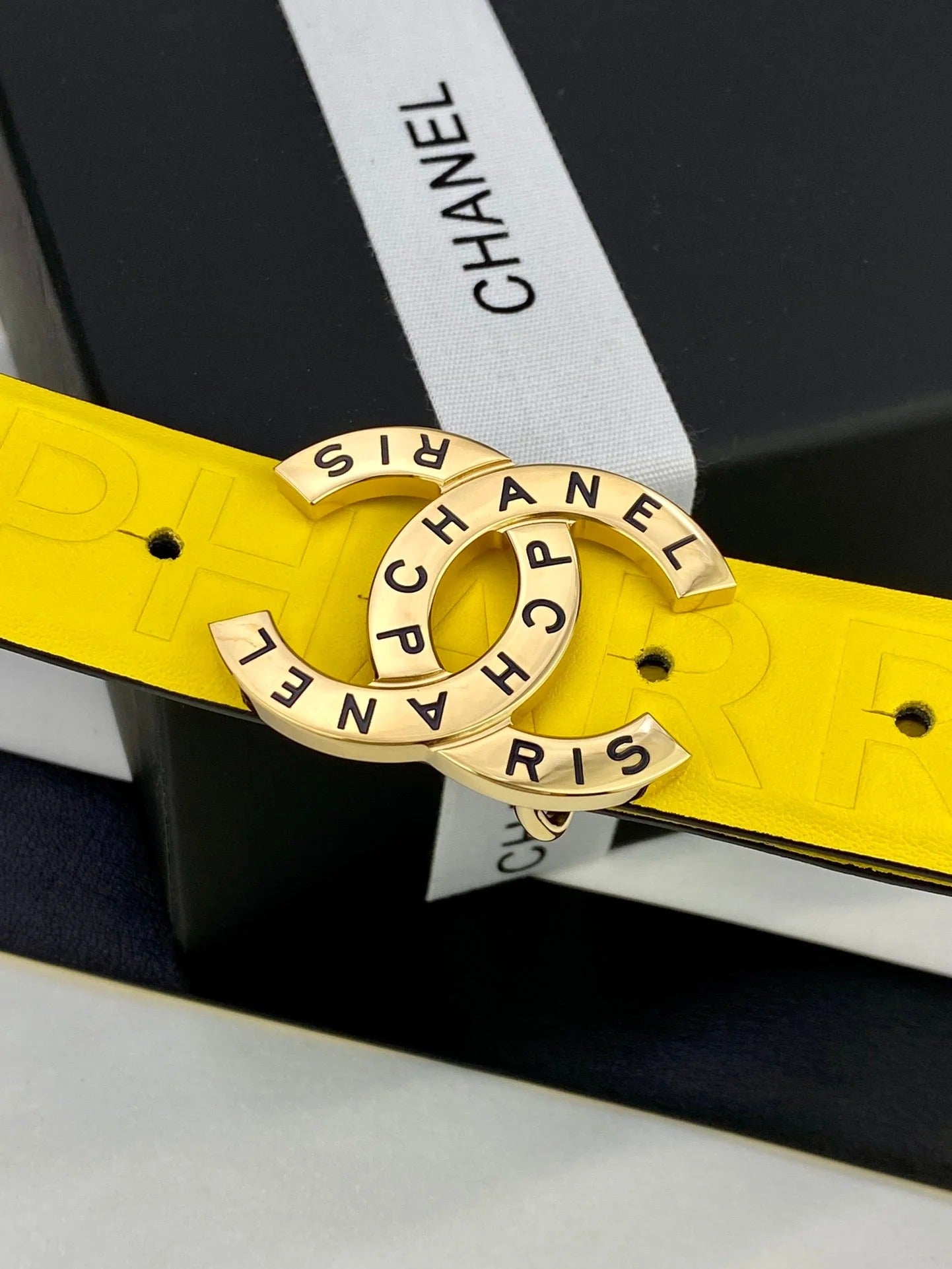 CC Women's Belt 3.0CM Yellow Cowhide 586498