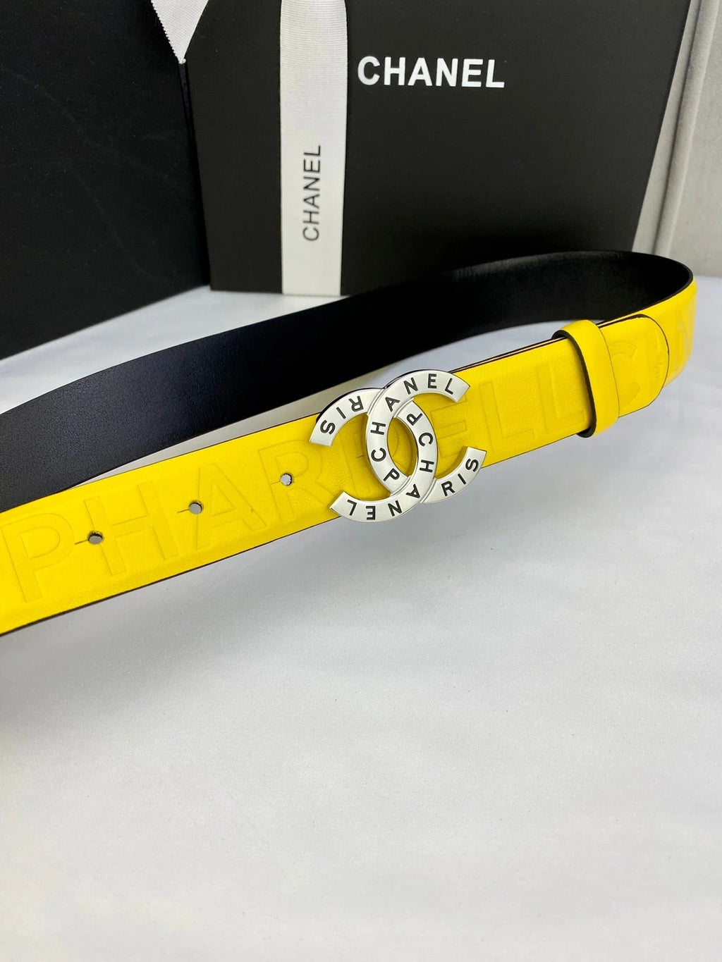 CC Women's Belt 3.0CM Yellow Cowhide 586498
