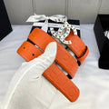 CC Women's Belt 3.0CM Orange Cowhide 586499