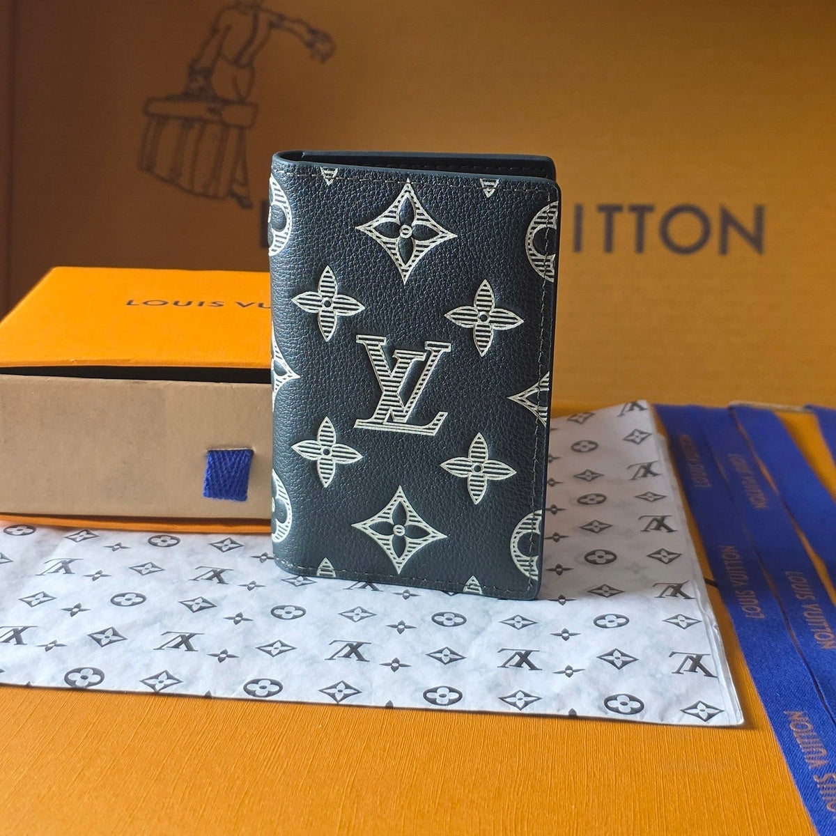 LV Pocket Dark Gray Wallet in Montgomery calfskin 274803