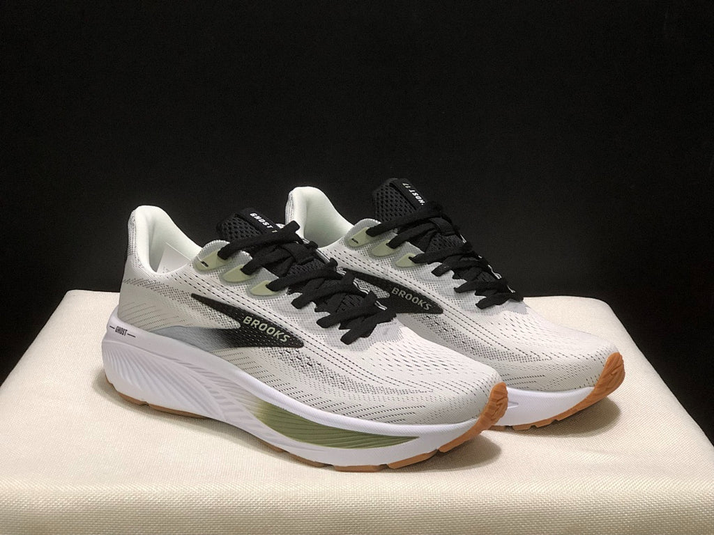 Brooks Ghost 17 Neutral Road Running Shoes White Olive Green