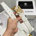 CC Women's Belt 3.0CM White Cowhide Gold Buckle 586527