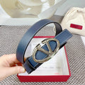 The Bold Edition Reversible Belt 30mm Blue Black Grained Calfskin Silver Buckle