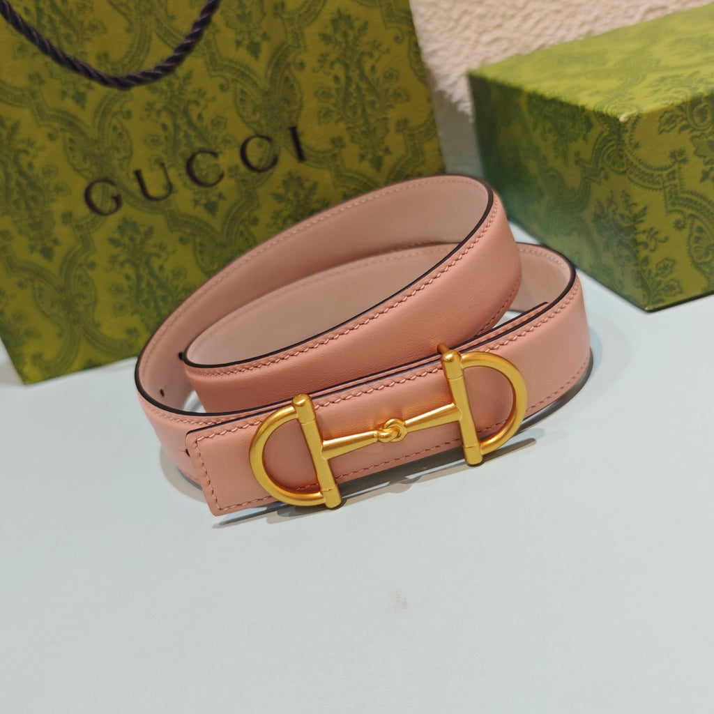 GG 3.0 Horsebit-Detailed Belt Pink Gold Smooth Leather 200192