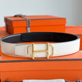 HM Gold Buckle 32mm Royal Belt Ivory Leather 188425