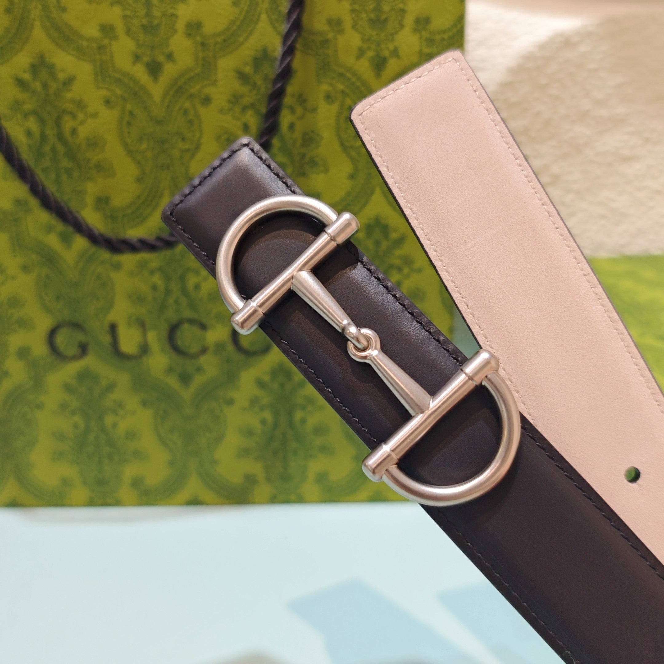 GG 3.0 Horsebit-Detailed Belt Black Sliver Smooth Leather 200189