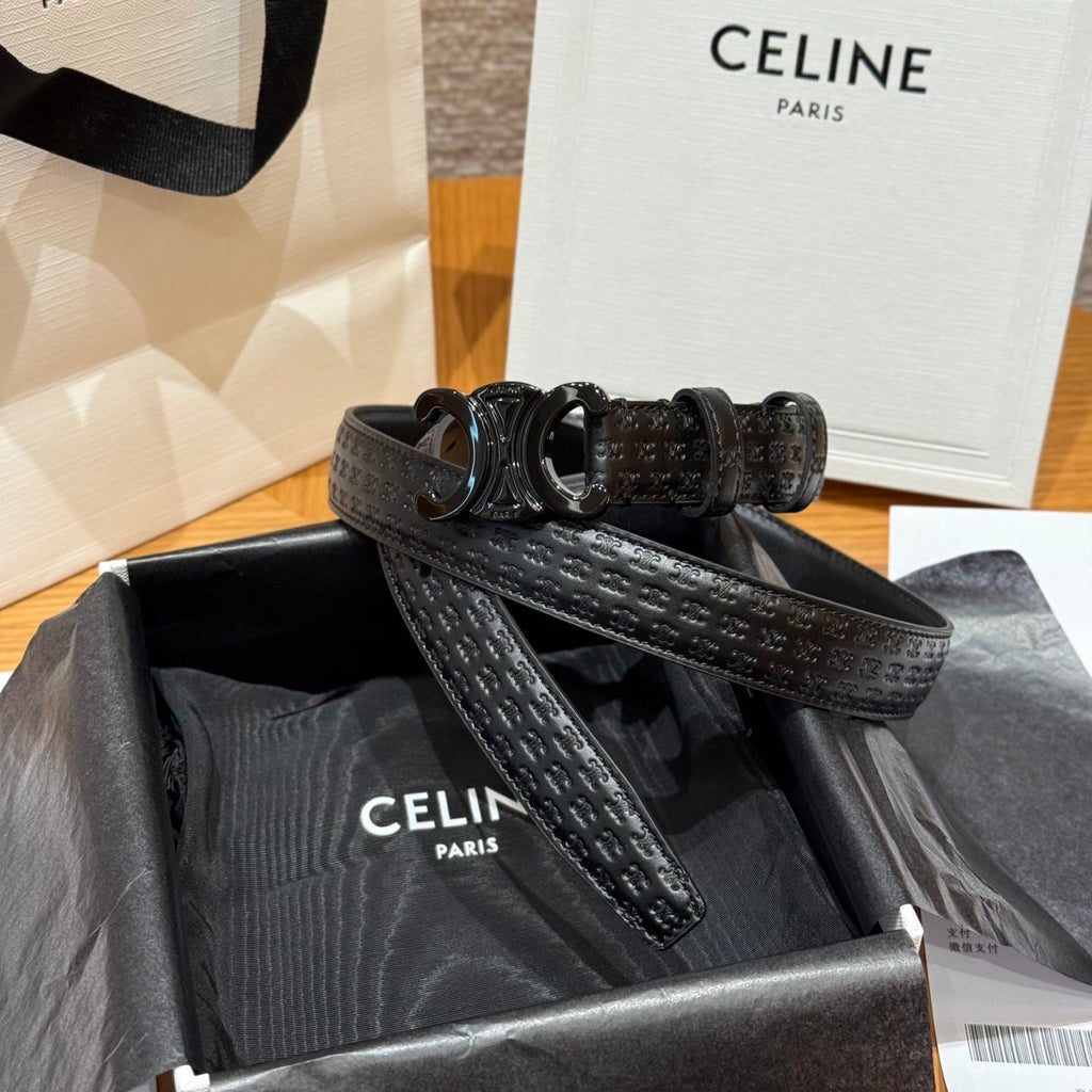 CL Gray 25mm Triomphe Enamel Monogram Black Calfskin 597409