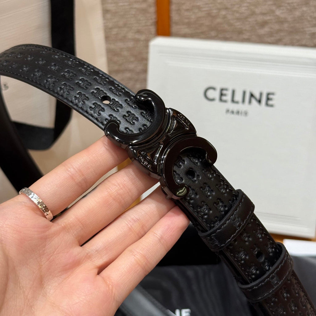 CL Gray 25mm Triomphe Enamel Monogram Black Calfskin 597409