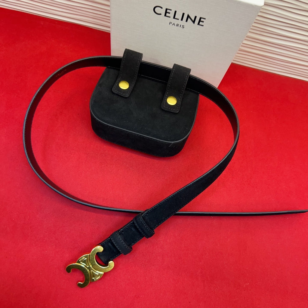 Celin Black Suede Belt Bag 200159