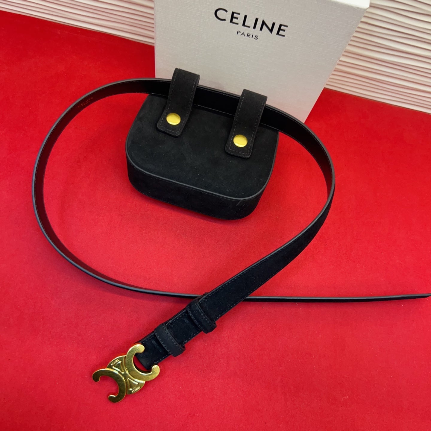 Celin Black Suede Belt Bag 200159