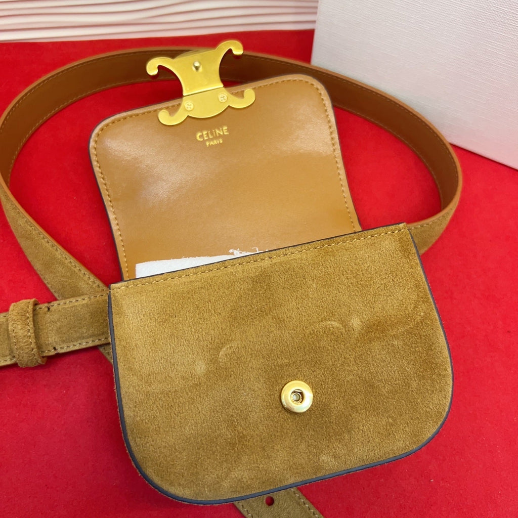 Celin Brown Suede Belt Bag 200158