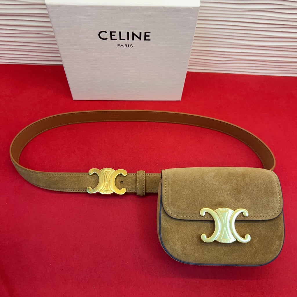 Celin Brown Suede Belt Bag 200158