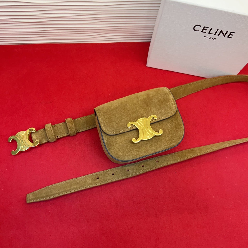 Celin Brown Suede Belt Bag 200158