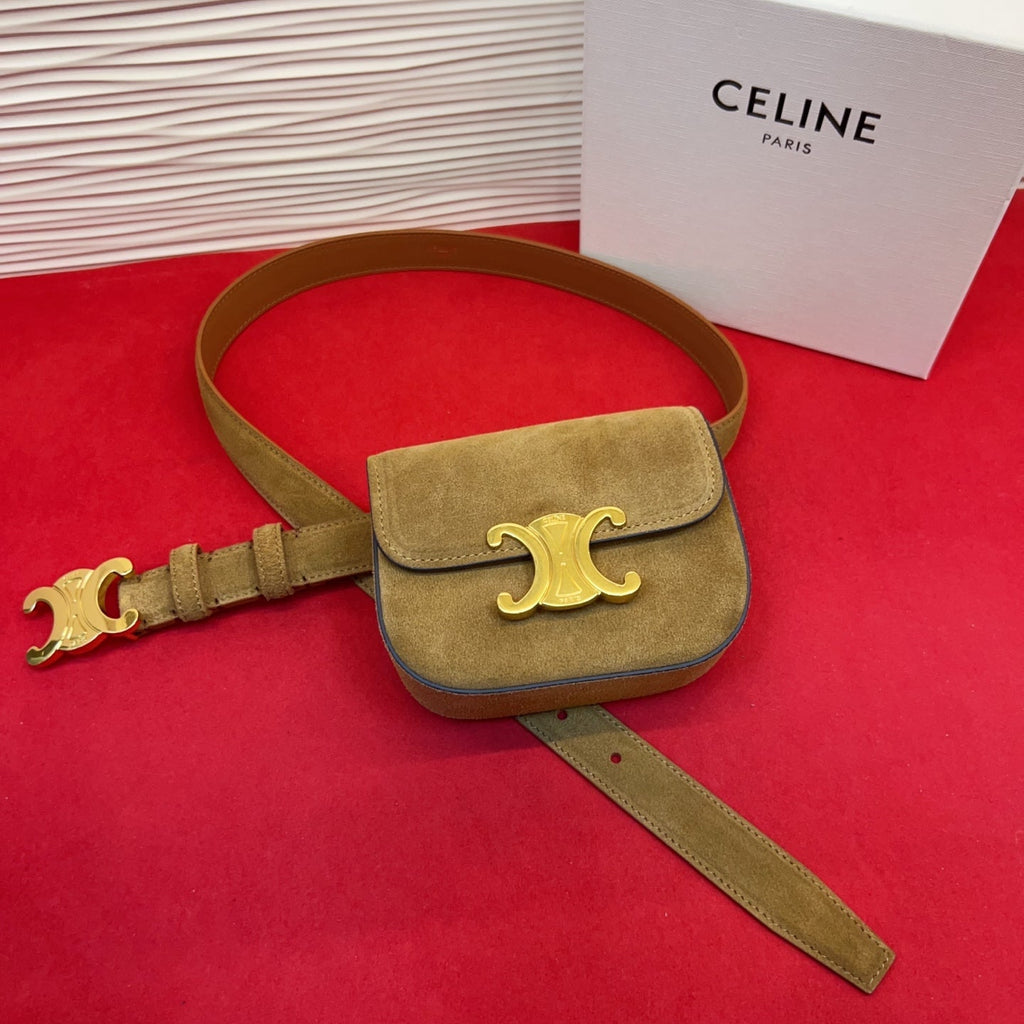 Celin Brown Suede Belt Bag 200158