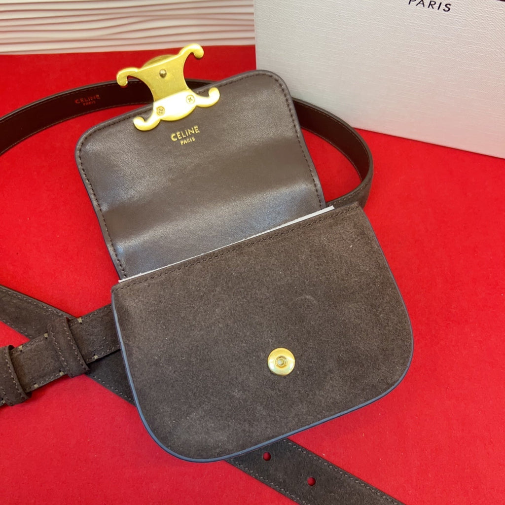 Celin Chocolate Suede Belt Bag 200157