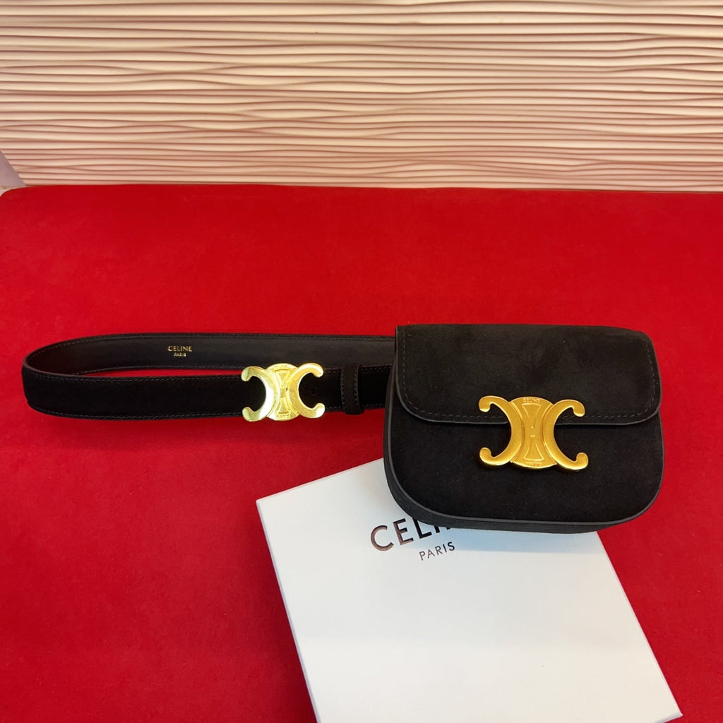 Celin Chocolate Suede Belt Bag 200157