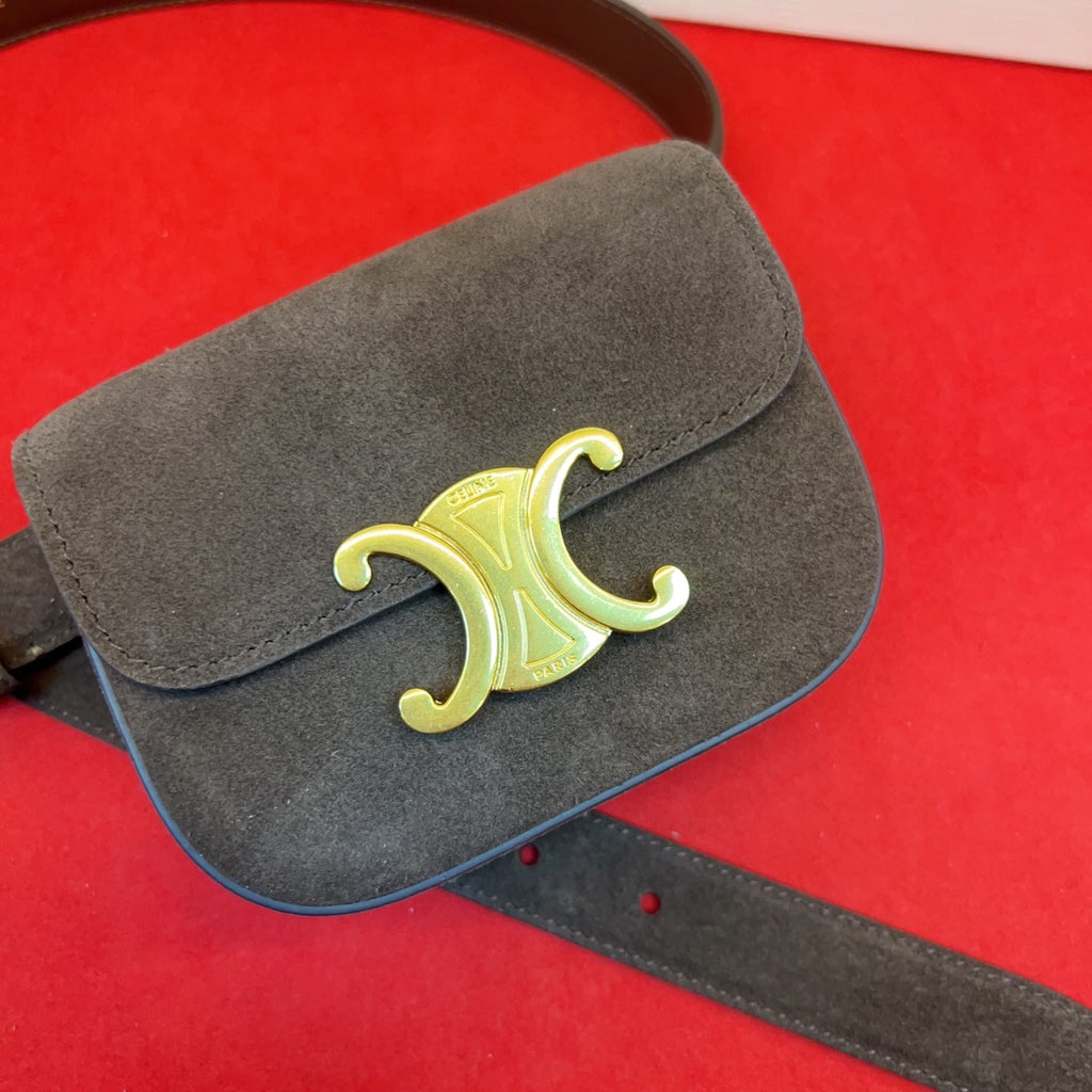 Celin Chocolate Suede Belt Bag 200157