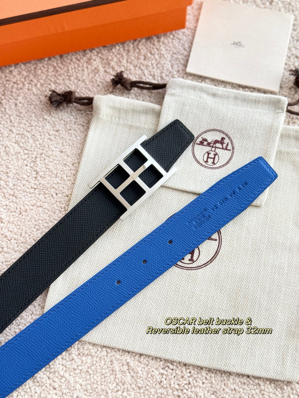 HM 3.2 Oscar Belt Buckle Black Blue Epsom Leather