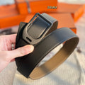 HM Jockey Buckle Belt 38mm Black Taupe Calfskin 200638