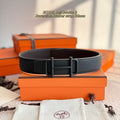 HM Silver Buckle 38mm Royal Belt Black Leather 200636