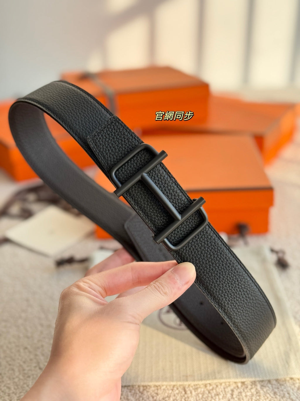 HM Silver Buckle 38mm Royal Belt Black Leather 200636