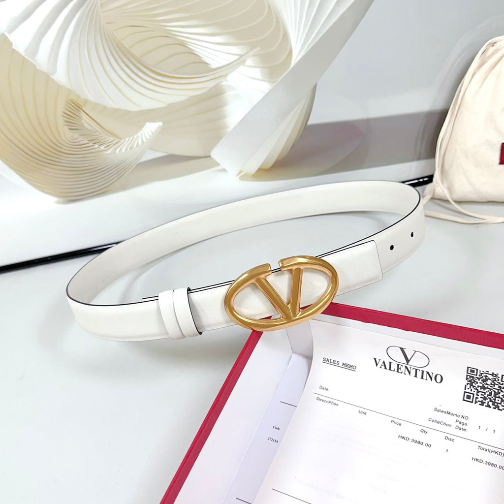 The Bold Edition Reversible Belt 30mm White Calfskin Gold Buckle