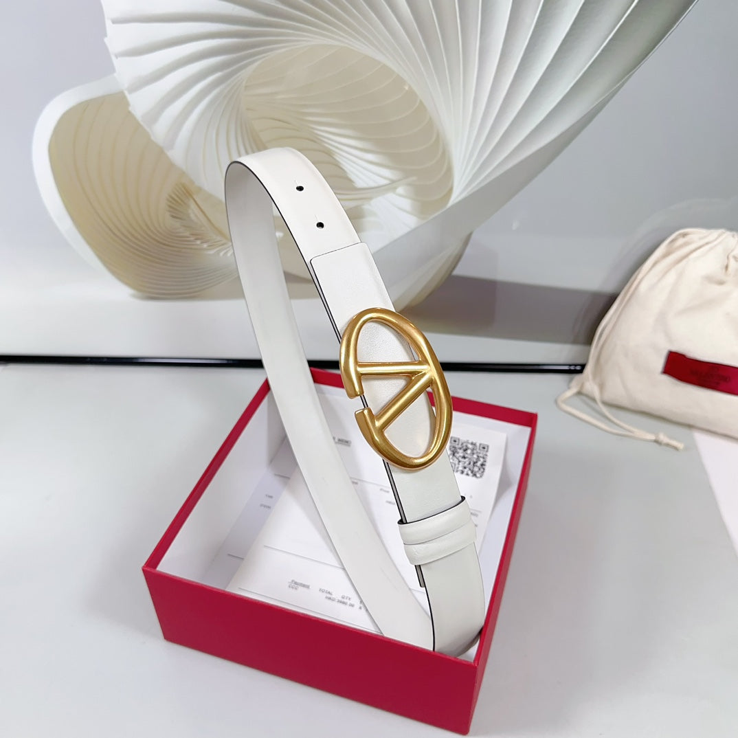 The Bold Edition Reversible Belt 30mm White Calfskin Gold Buckle