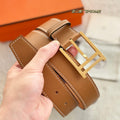 HM 35mm Romain Belt Gold Brown Epsom Leather 200629